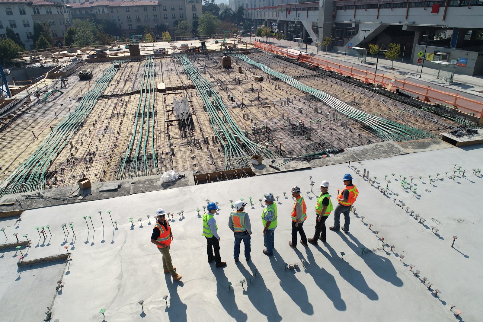 Project team reviewing a construction site